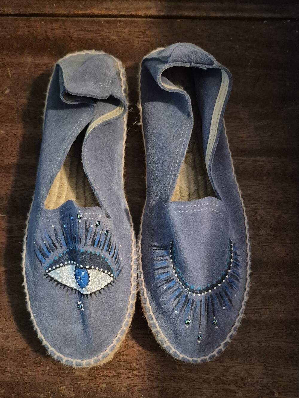 Manebi Bkue Suede Evil Eye Espadrilles Sz.37 ,7